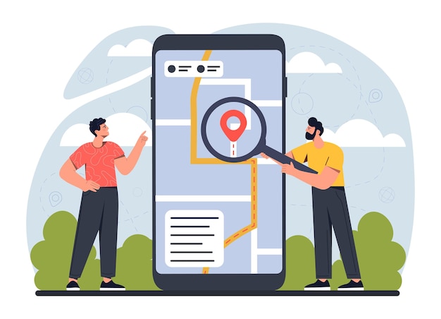 People with geolocation vector concept