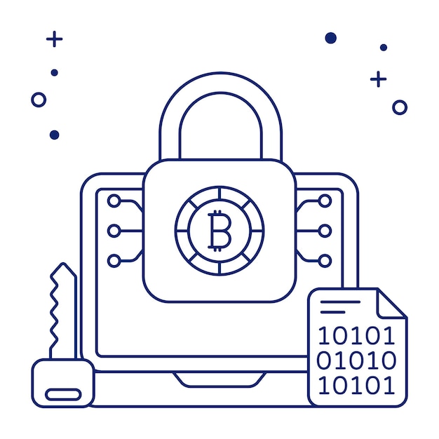 Perfect design icon of locked bitcoin