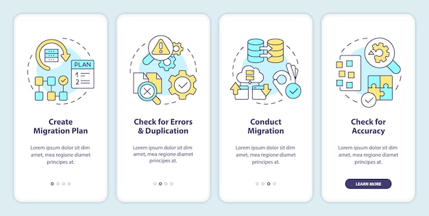 Perform CMS data migration onboarding mobile app screen