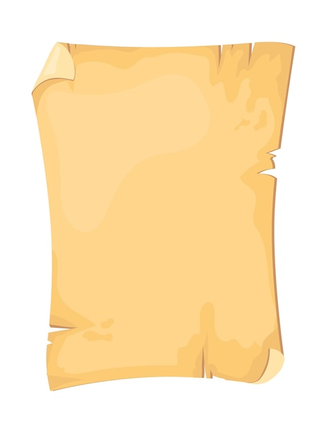 Pergamentdokument. Tom sida av kort charter, tecknad vektorillustration