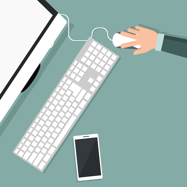 Person design working on your computer in top view