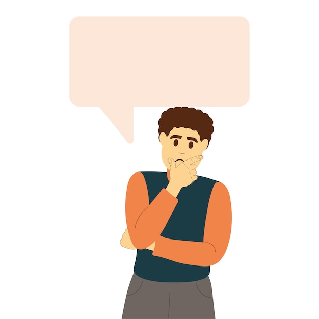Person thoughtfully thinks about solving complex problems. Concept of finding an answer an exit