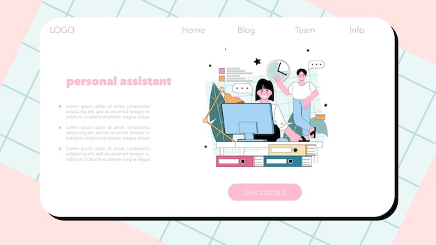 Personal assistant web banner or landing page Professional help