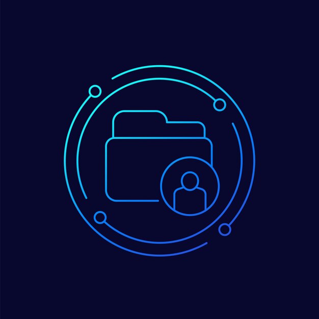 Personal data folder icon, linear design