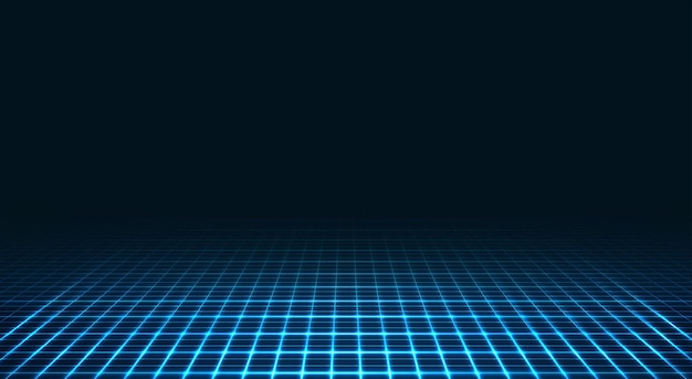 Perspective grid Abstract wireframe landscape