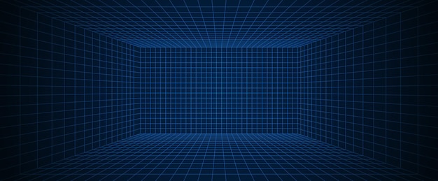 perspective grid background empty futuristic digital box room