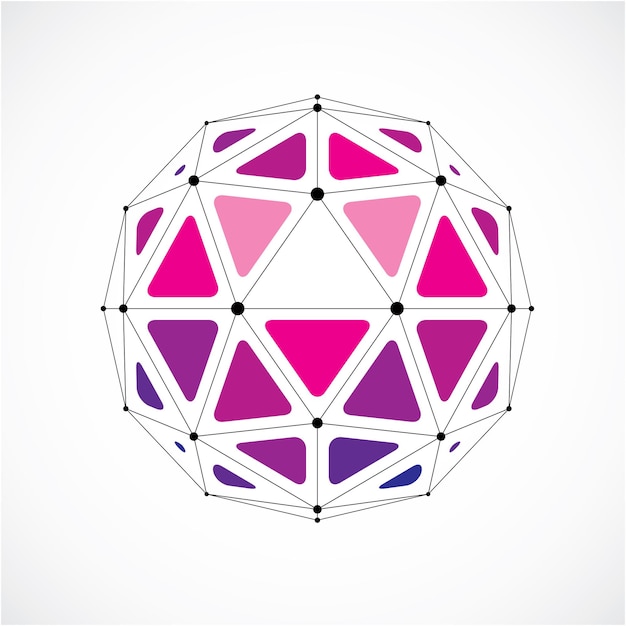 Perspective technology shape with black lines and dots connected, polygonal wireframe object. Abstract faceted element isolated on white for use as design structure on communication technology theme