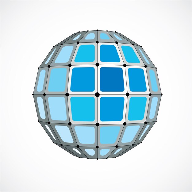 Perspektivteknikform med svarta linjer och prickar anslutna, polygonal trådramsobjekt. Abstrakt blått fasetterat element för användning som designstruktur på kommunikationstekniktema