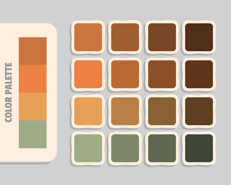 Vektör peru coral sandybrown darkseagreen renk paleti rgb renkleri eşleşen uyumlu renkler kataloğu