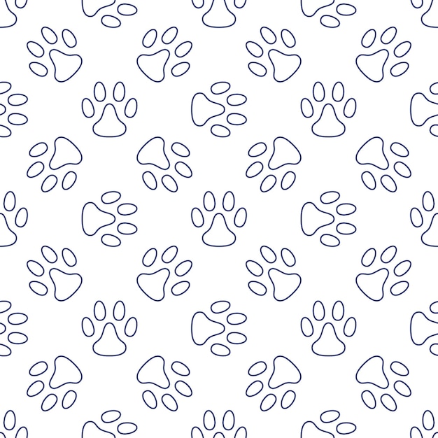 Pet Footprints geometric seamless outline background vector Animal Paw Prints pattern