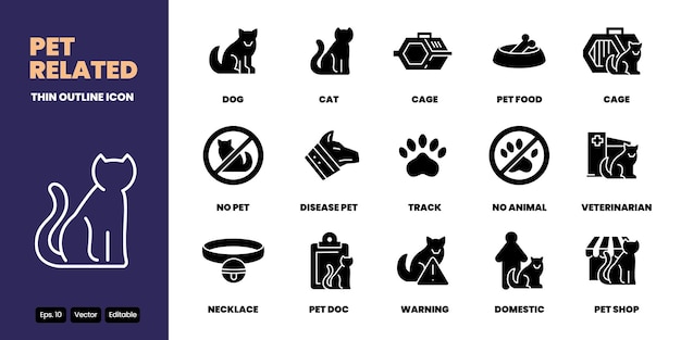 pet services solid icon vector set design good for web and mobile app