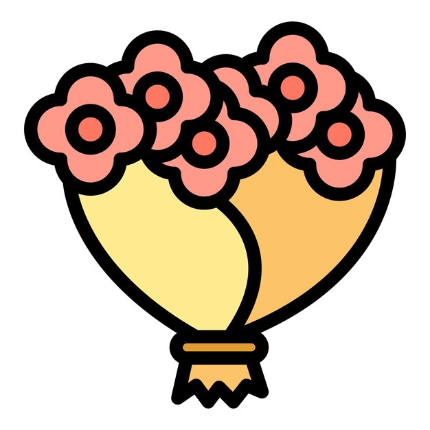 Petal flower bouquet icon Outline Petal flower bouquet vector icon for web design isolated on white background color flat