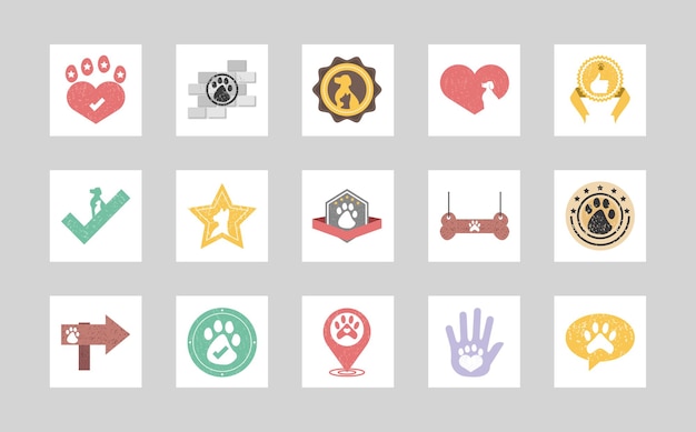 Pets badges set