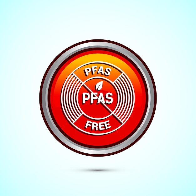pfas free icon design illustration pfas free label badge proper nutrition orange color round button design