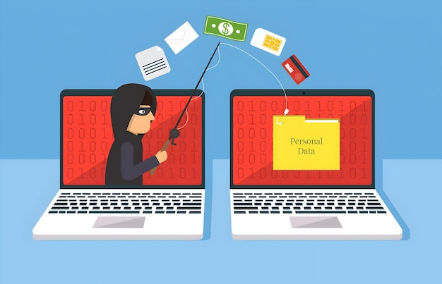 Phishing Attack Illustration Hacking and Data Theft