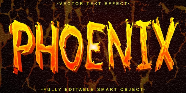 phoenix fire bird vector fully editable smart object text effect