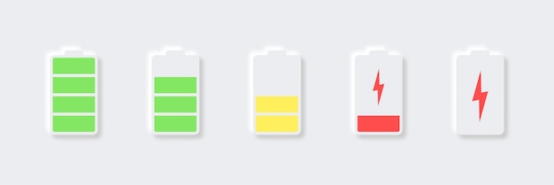 Phone battery charge status symbols set