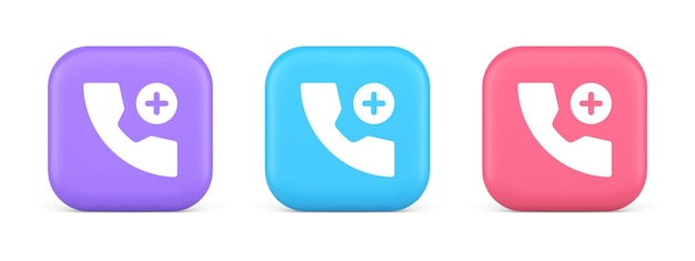 Phone call add contact communication button voice conversation web interface app 3d icon