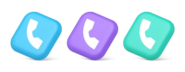 Phone call contact voice communication button web application design 3d realistic isometric icon