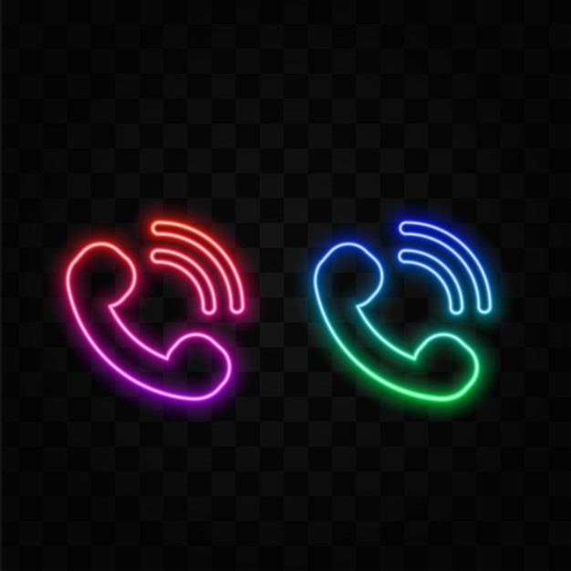 Phone call Glowing neon icon on brick wall background