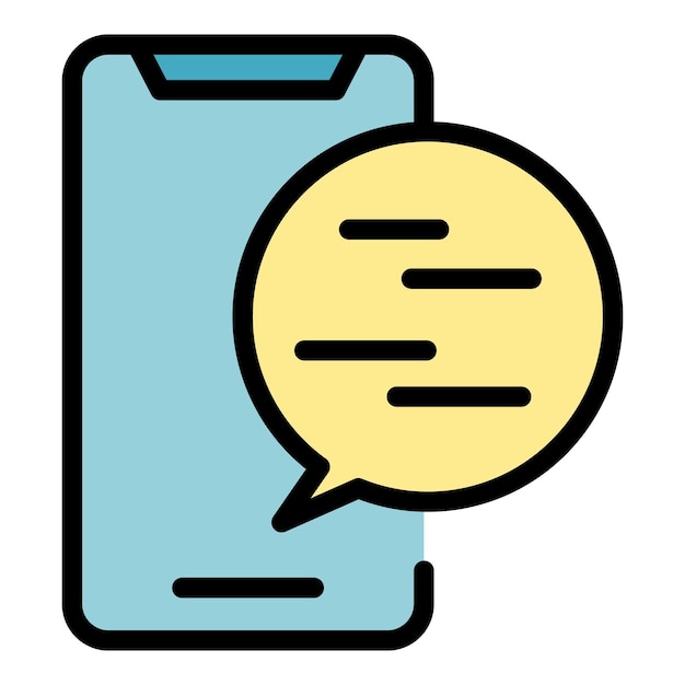 Phone chat icon Outline phone chat vector icon color flat isolated