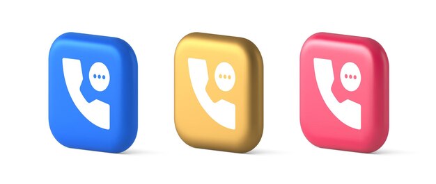 Phone consulting live chat emergency help assistance button web app design 3d realistic icons