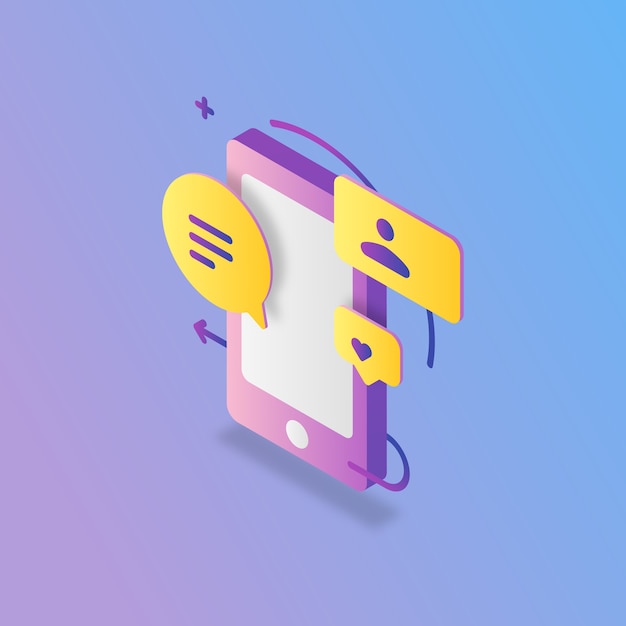 Phone Identity Profile Isometric Illustration