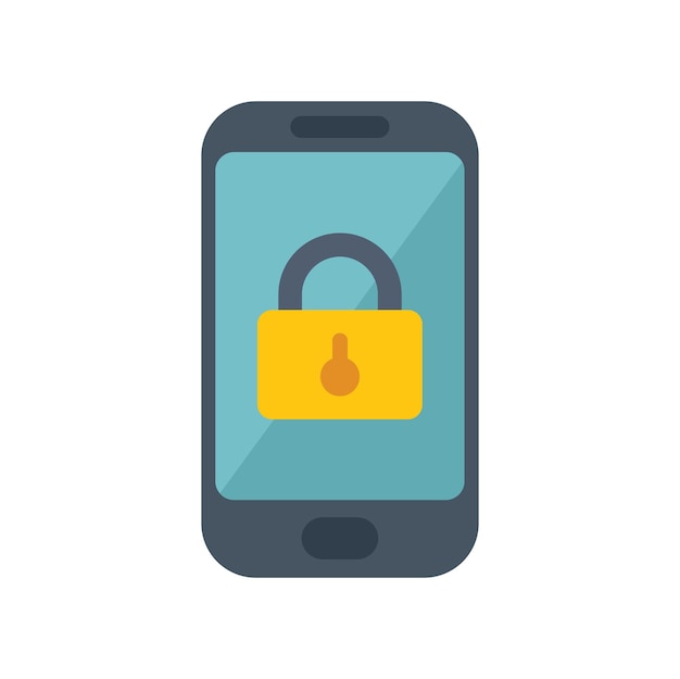 Phone lock icon flat vector Data privacy Safe personal isolated