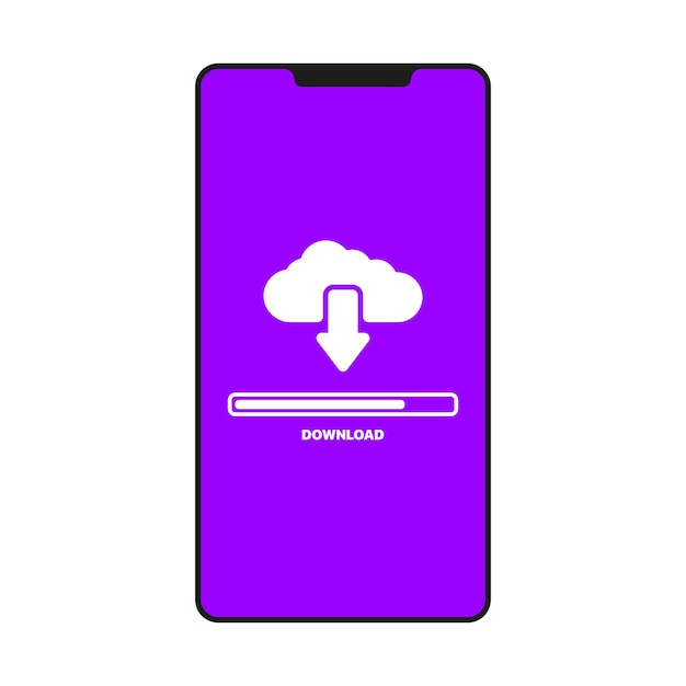 phone with loading vector illustration file download 50 percent internet cloud storage graph with load text download arrow loading concept vector black line icon on a white background