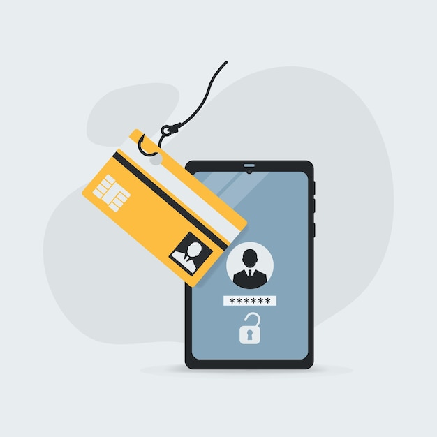 Phone with phishing account concept vector illustration