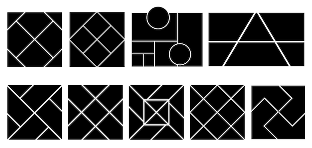 Photo collage gird template set collage background illustration