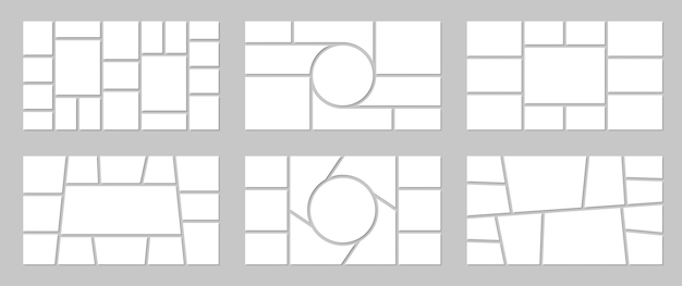 Photo mosaic collage with different shape frames