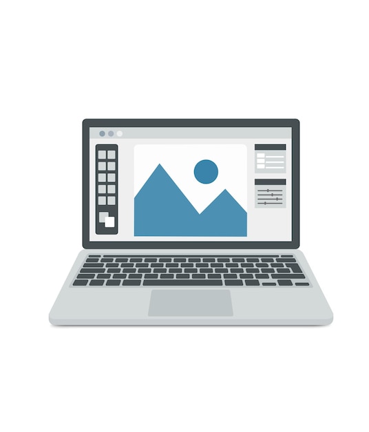 Photo or graphic editor on computer vector illustration