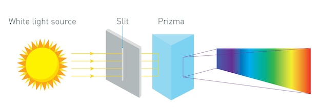 Physics, Light Scattering Vector illustration with Prism Diagram