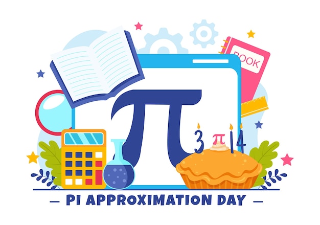pi approximation day vector illustration on july 22 with mathematical constants greek letters