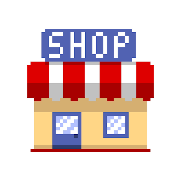 pichel art shopping icon retro vector 8bit hame style computer