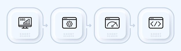 pictograms for website set icon seo settings browser and network settings speed test back and forth buttons online concept neomorphism style vector line icon for business and advertising