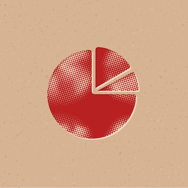 pie chart halftone style icon with grunge background vector illustration