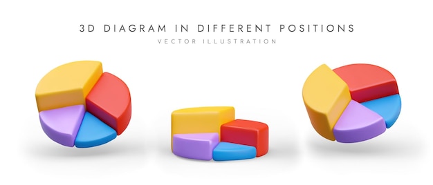 Pie chart infographic with sectors of different colors and heights Bright vector illustrations