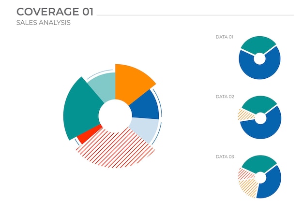 Pie data analysis charts in color vector elements charts
