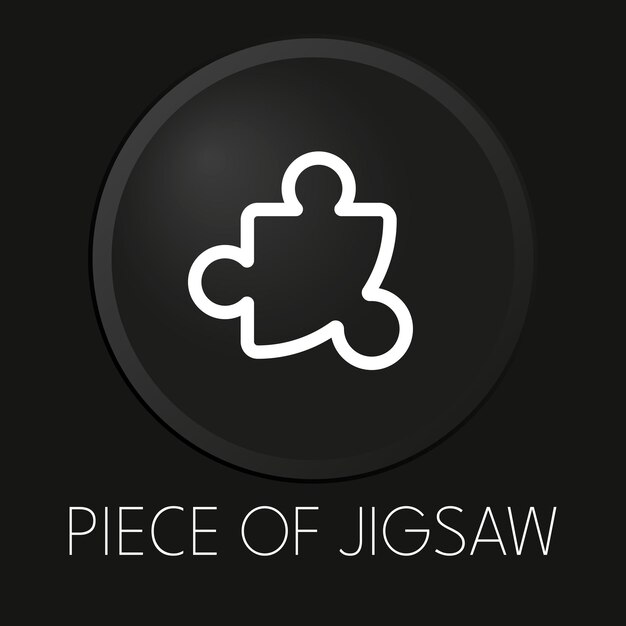 piece of jigsaw minimal vector line icon on 3d button isolated on black background premium vector