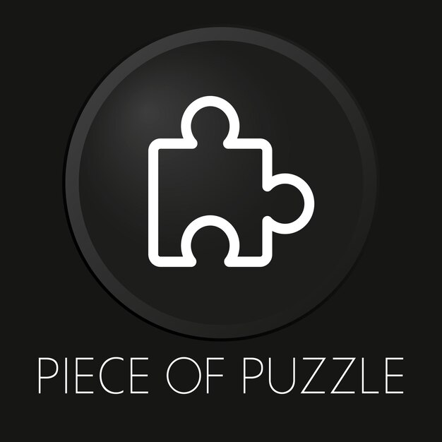 piece of puzzle minimal vector line icon on 3d button isolated on black background premium vector