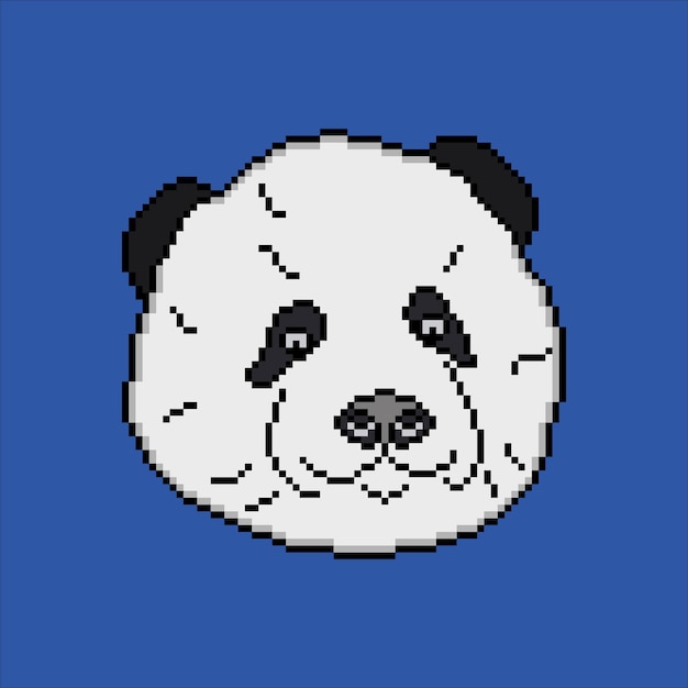 Piksel sanatında panda kafası. Vektör illüstrasyonu.