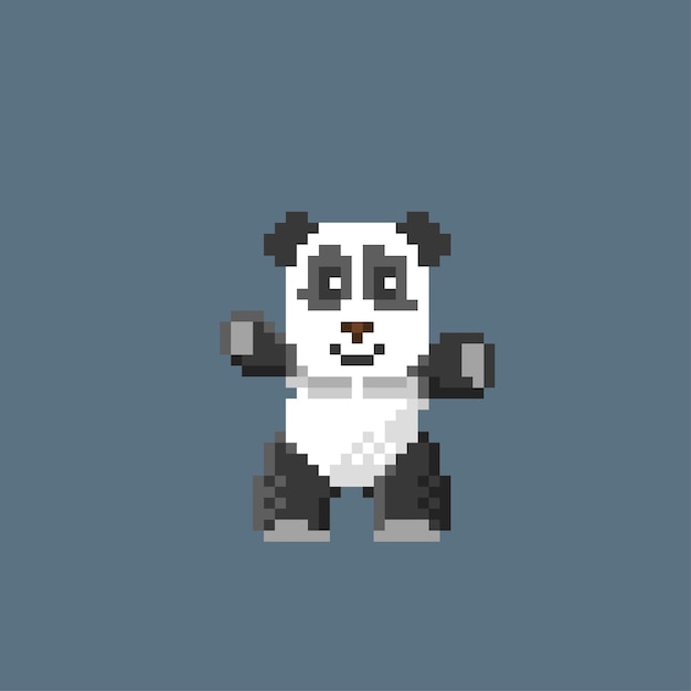 Piksel stilinde sevimli panda bebek