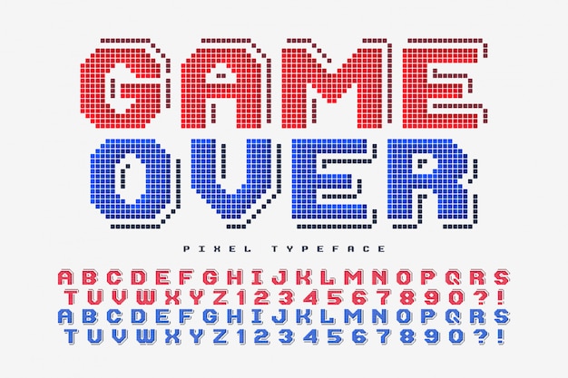 Piksel vektör yazı tipi, 8 bit oyunlardaki gibi stilize edilmiş