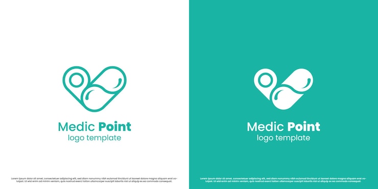 Vektör pill point map medicine logo design illustration gps silhouette of health treatment place pharmacy