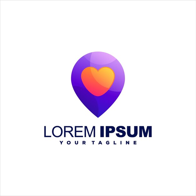 Pin heart gradient logo design