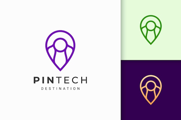 pin logo or marker in simple line and modern shape represent map or position