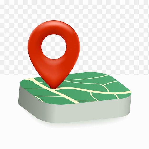 Pin map icon location 3d on white transparent background