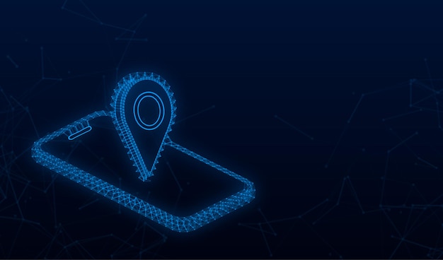 Pin smartphone in 3d style. Vector illustration map. Place symbol. Delivery service. Travel concept